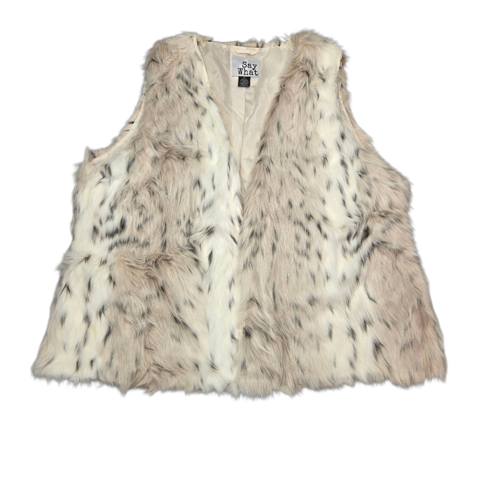 Faux Fur Womens Vest - Cream and Brown